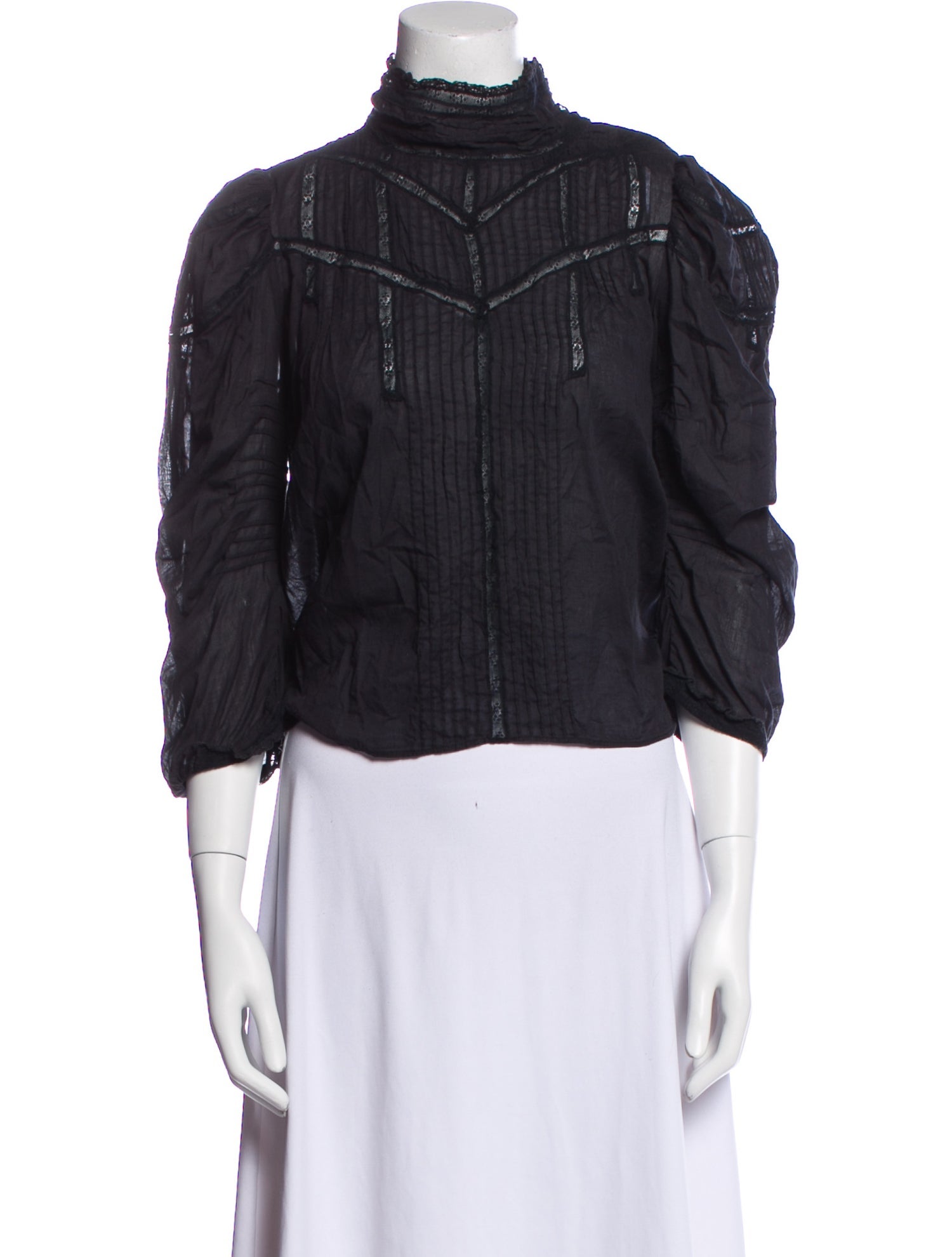 DÔEN Mock Neck Three-Quarter Sleeve Blouse