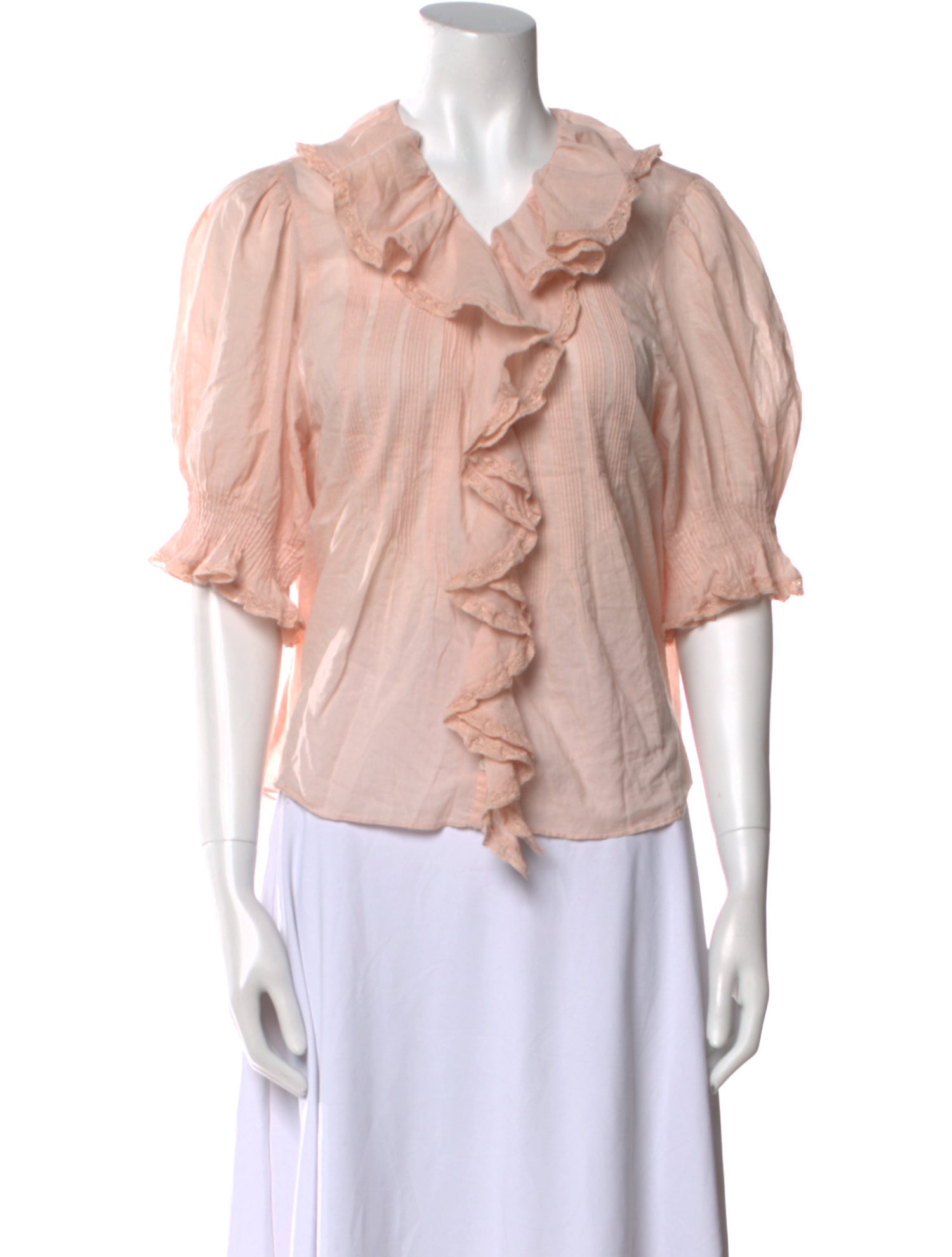 DÔEN V-Neck Three-Quarter Sleeve Blouse