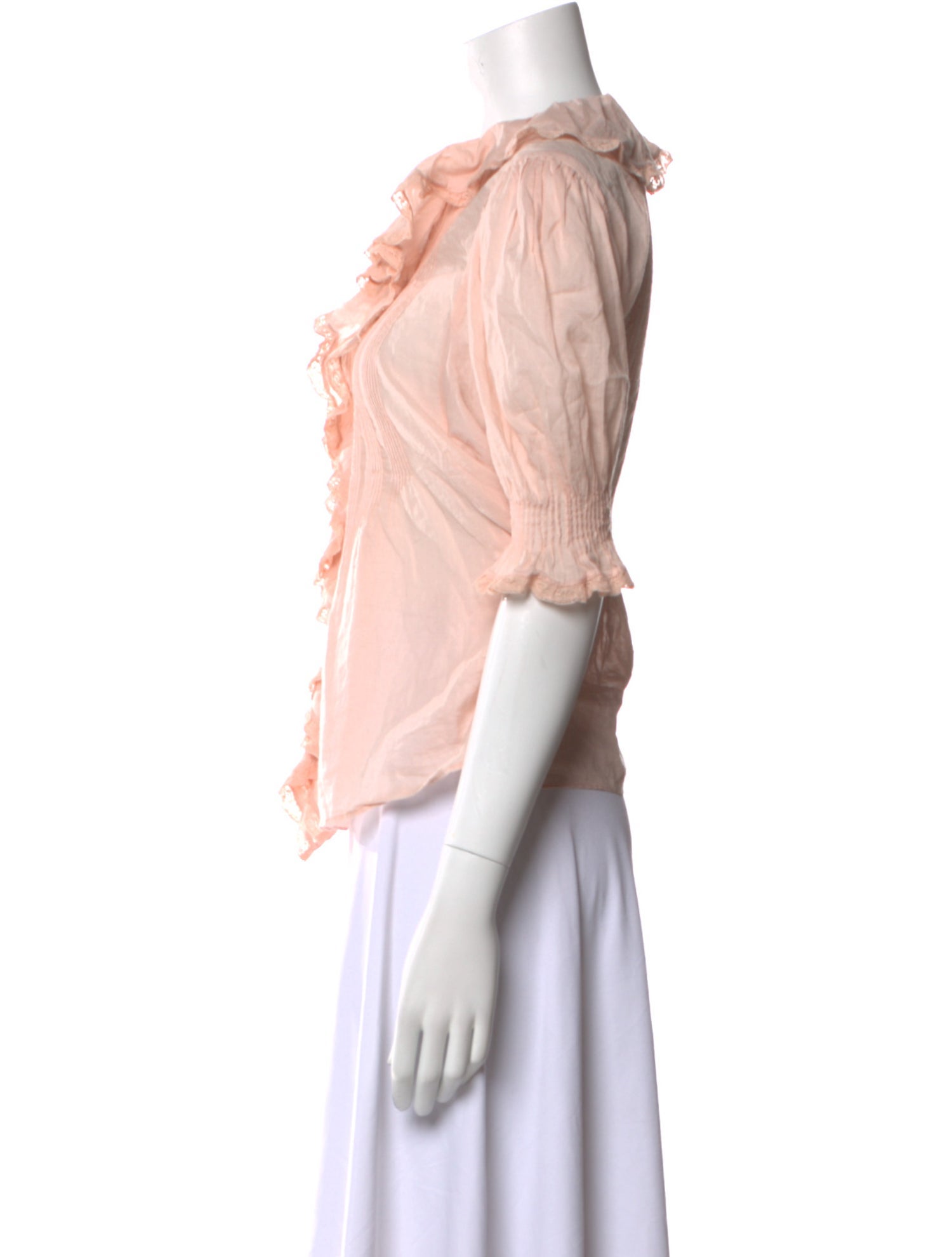 DÔEN V-Neck Three-Quarter Sleeve Blouse