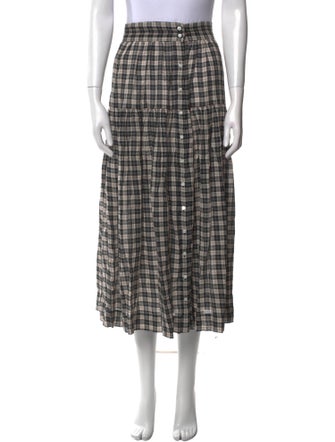 DÔEN Plaid Print Midi Length Skirt