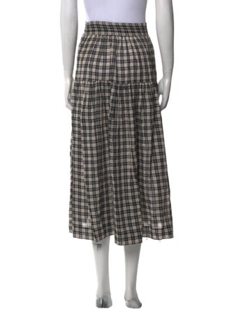 DÔEN Plaid Print Midi Length Skirt