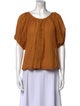 DÔEN Scoop Neck Short Sleeve Blouse