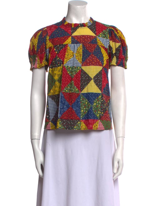 DÔEN Printed Crew Neck Blouse