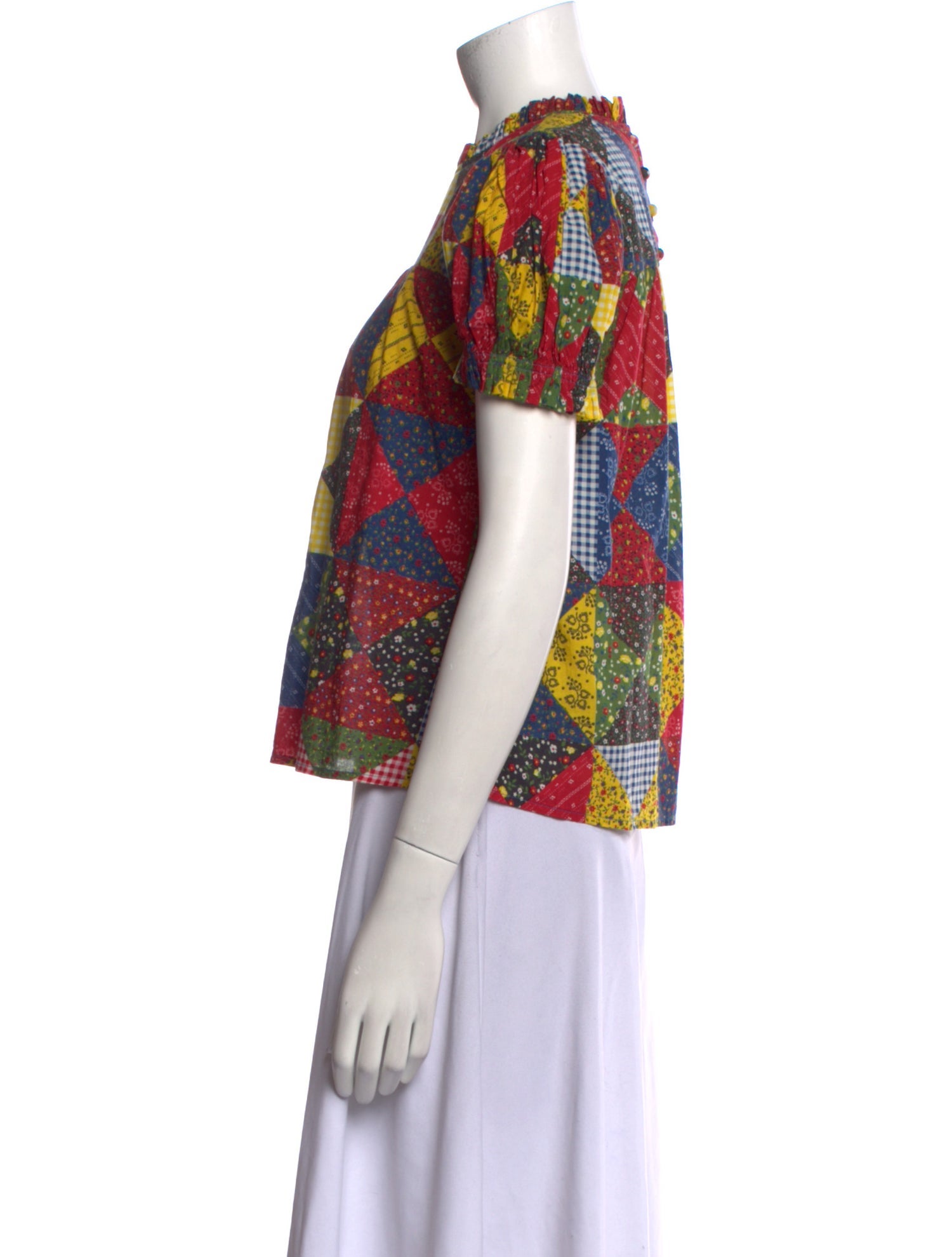 DÔEN Printed Crew Neck Blouse