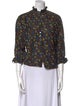 DÔEN Floral Print Mock Neck Button-Up Top