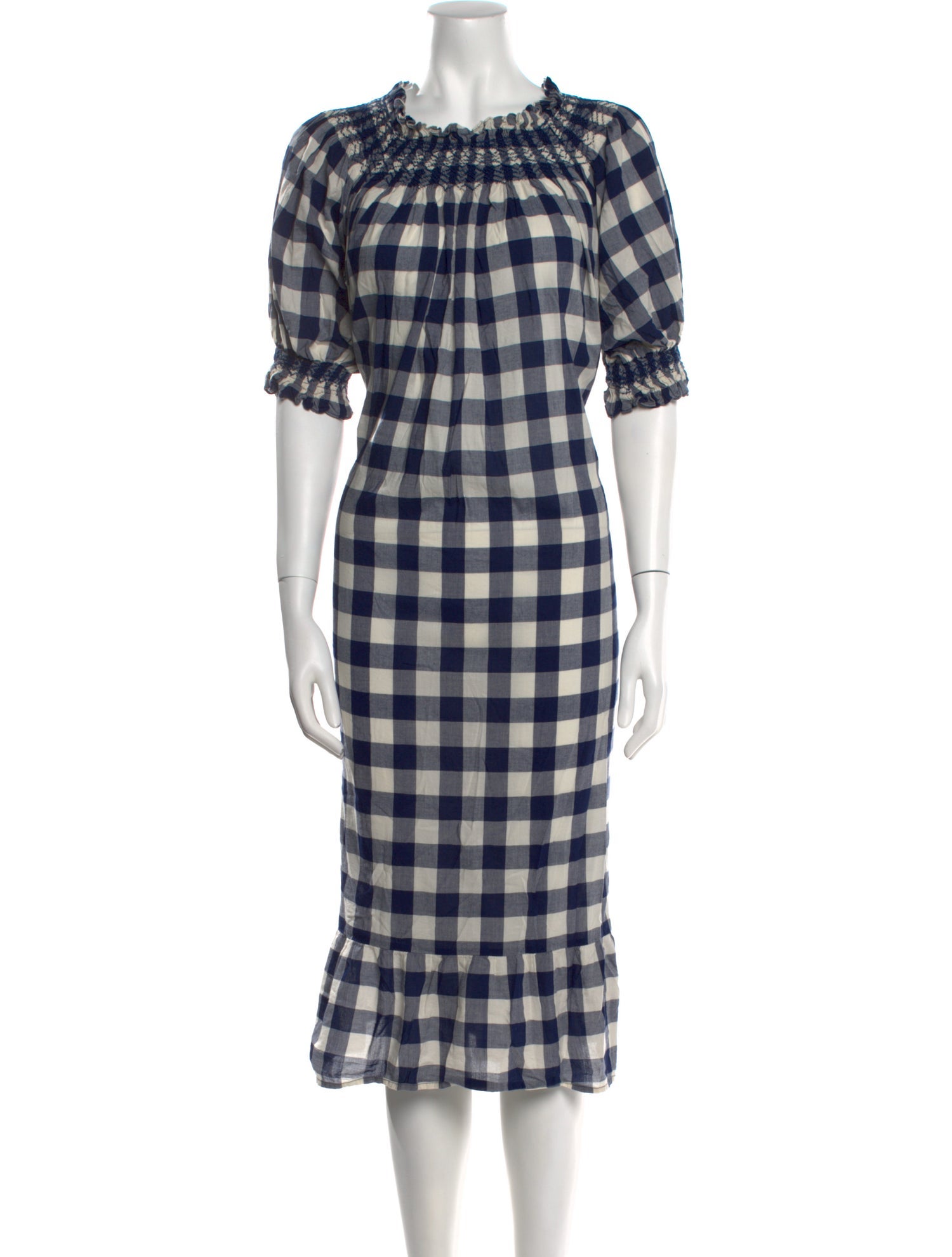DÔEN Plaid Print Midi Length Dress