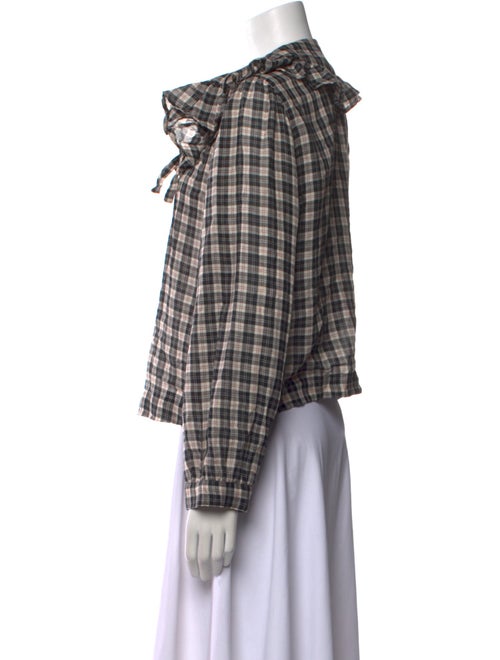 DÔEN Plaid Print Long Sleeve Button-Up Top