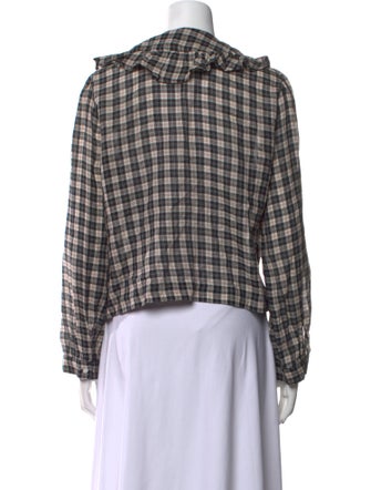 DÔEN Plaid Print Long Sleeve Button-Up Top