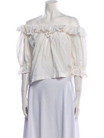 DÔEN Off-The-Shoulder Three-Quarter Sleeve Crop Top