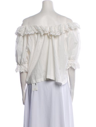 DÔEN Off-The-Shoulder Three-Quarter Sleeve Crop Top