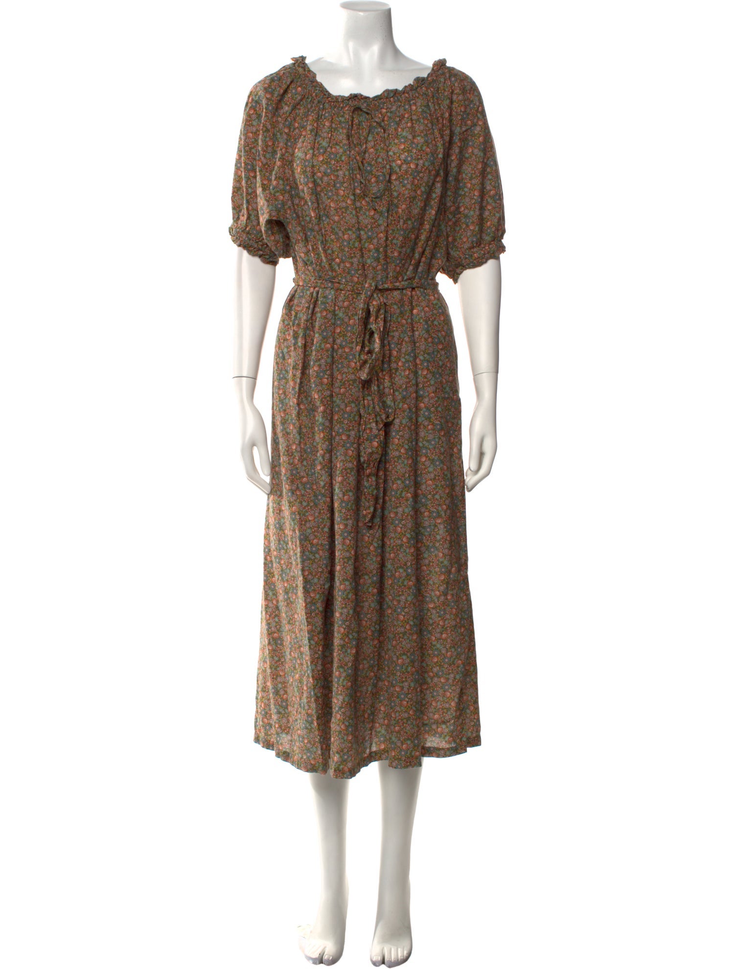 DÔEN Floral Print Midi Length Dress