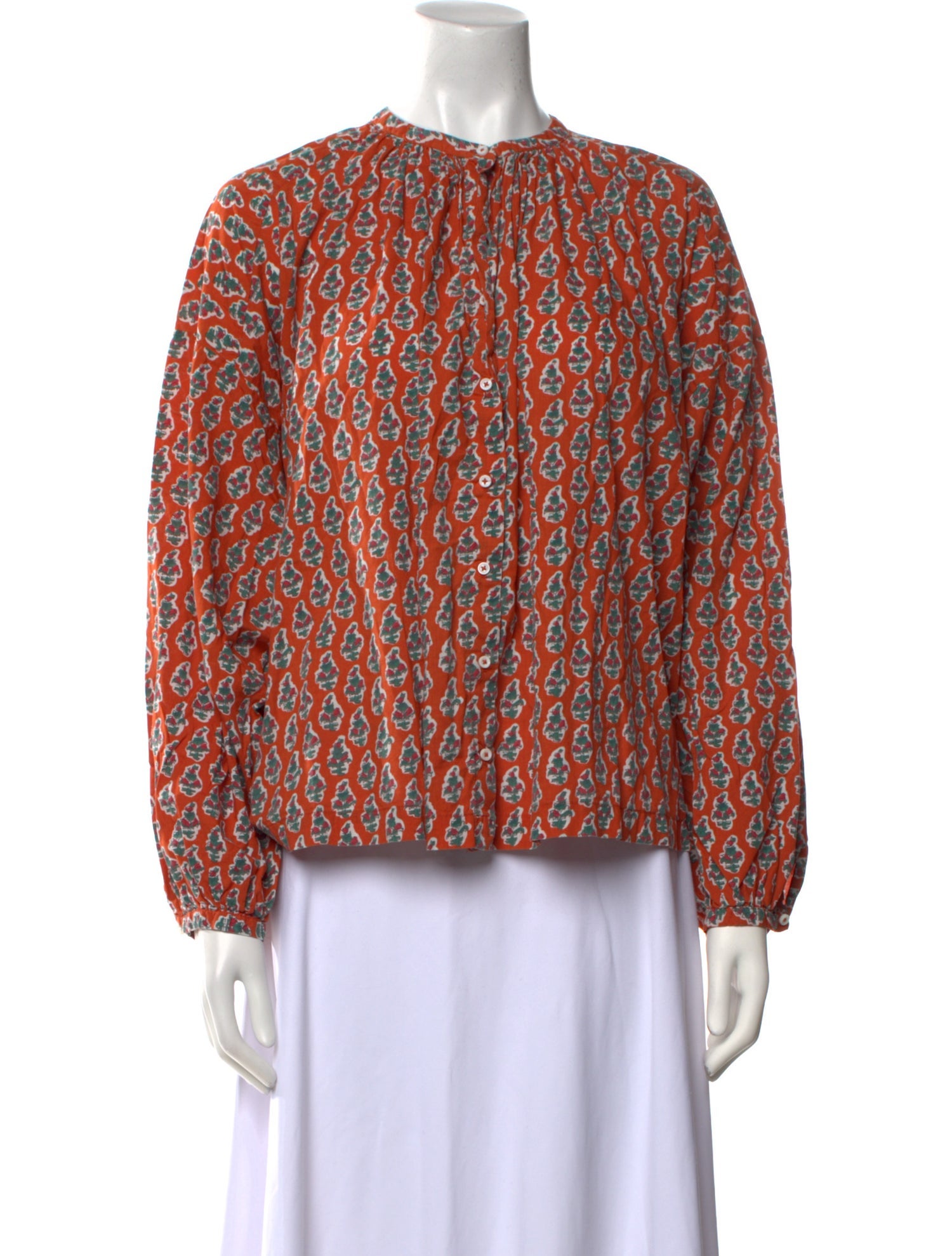 DÔEN Printed Crew Neck Blouse