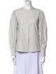 DÔEN Striped Mock Neck Button-Up Top