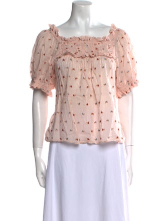 DÔEN Printed Square Neckline Blouse