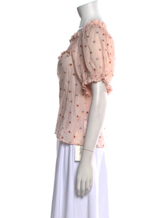 DÔEN Printed Square Neckline Blouse