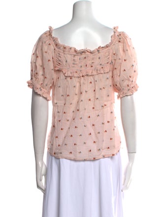 DÔEN Printed Square Neckline Blouse