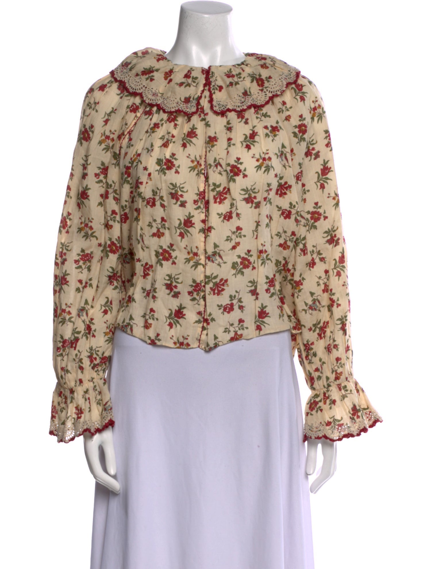 DÔEN Floral Print Bateau Neckline Blouse