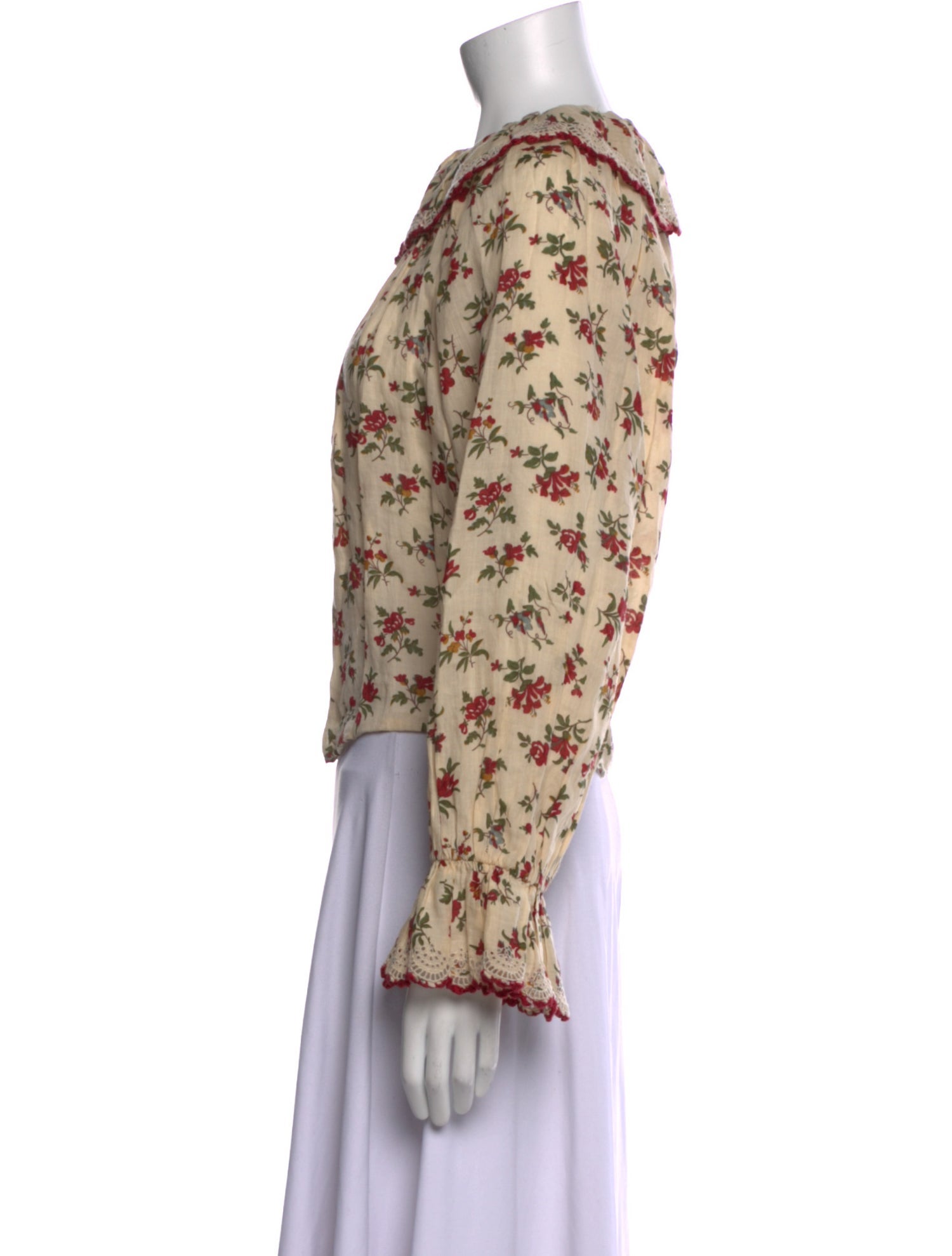 DÔEN Floral Print Bateau Neckline Blouse