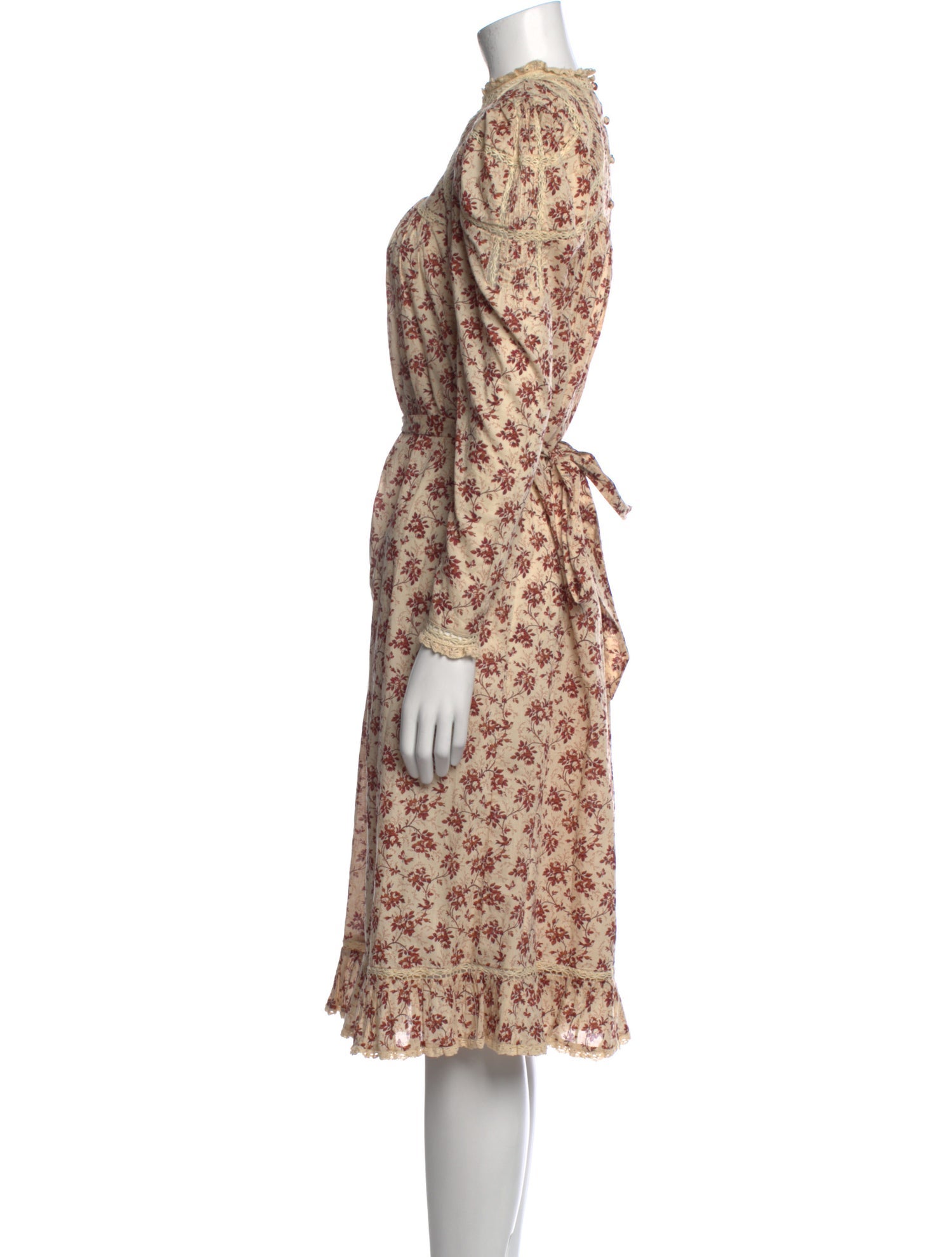 DÔEN Floral Print Midi Length Dress