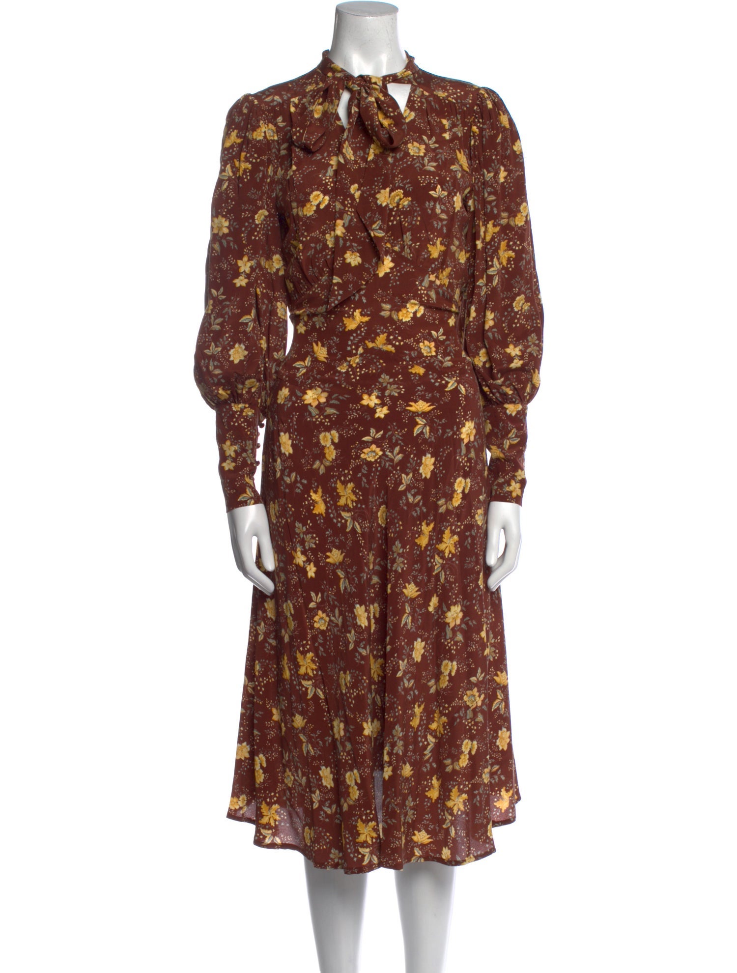 DÔEN Floral Print Midi Length Dress