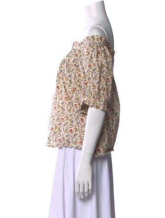 DÔEN Floral Print Square Neckline Blouse