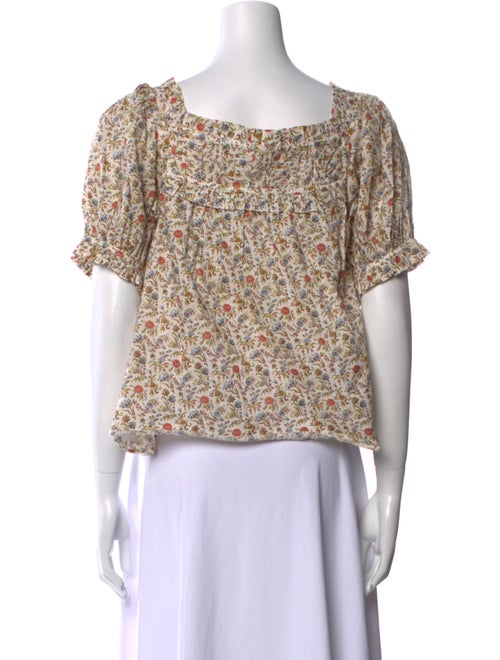 DÔEN Floral Print Square Neckline Blouse