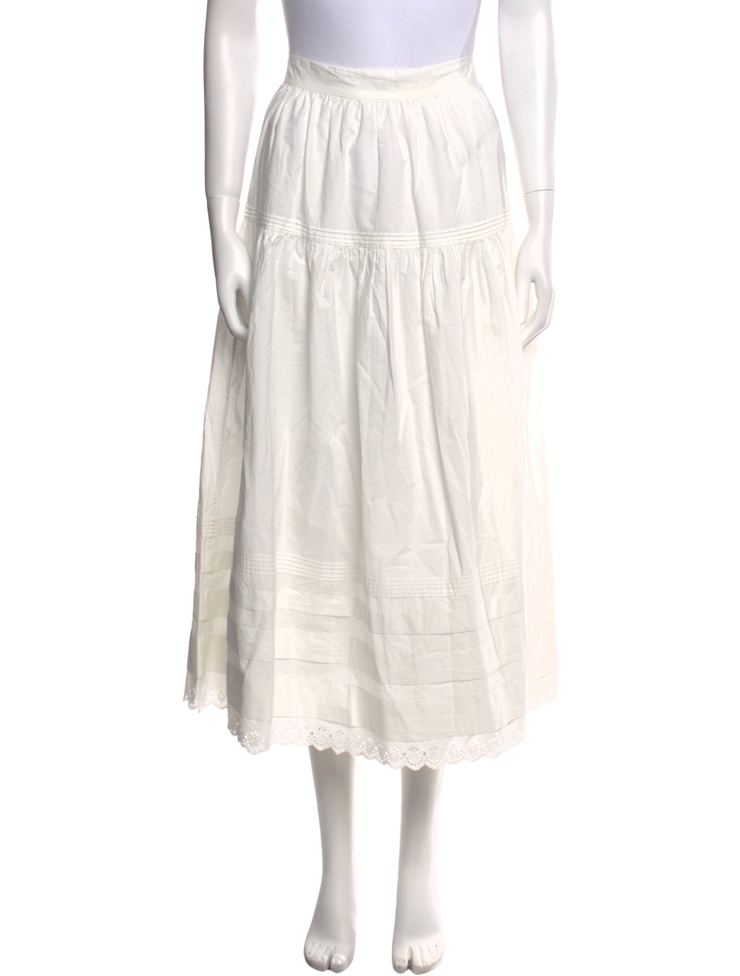 DÔEN Eyelet Trim Midi Length Skirt