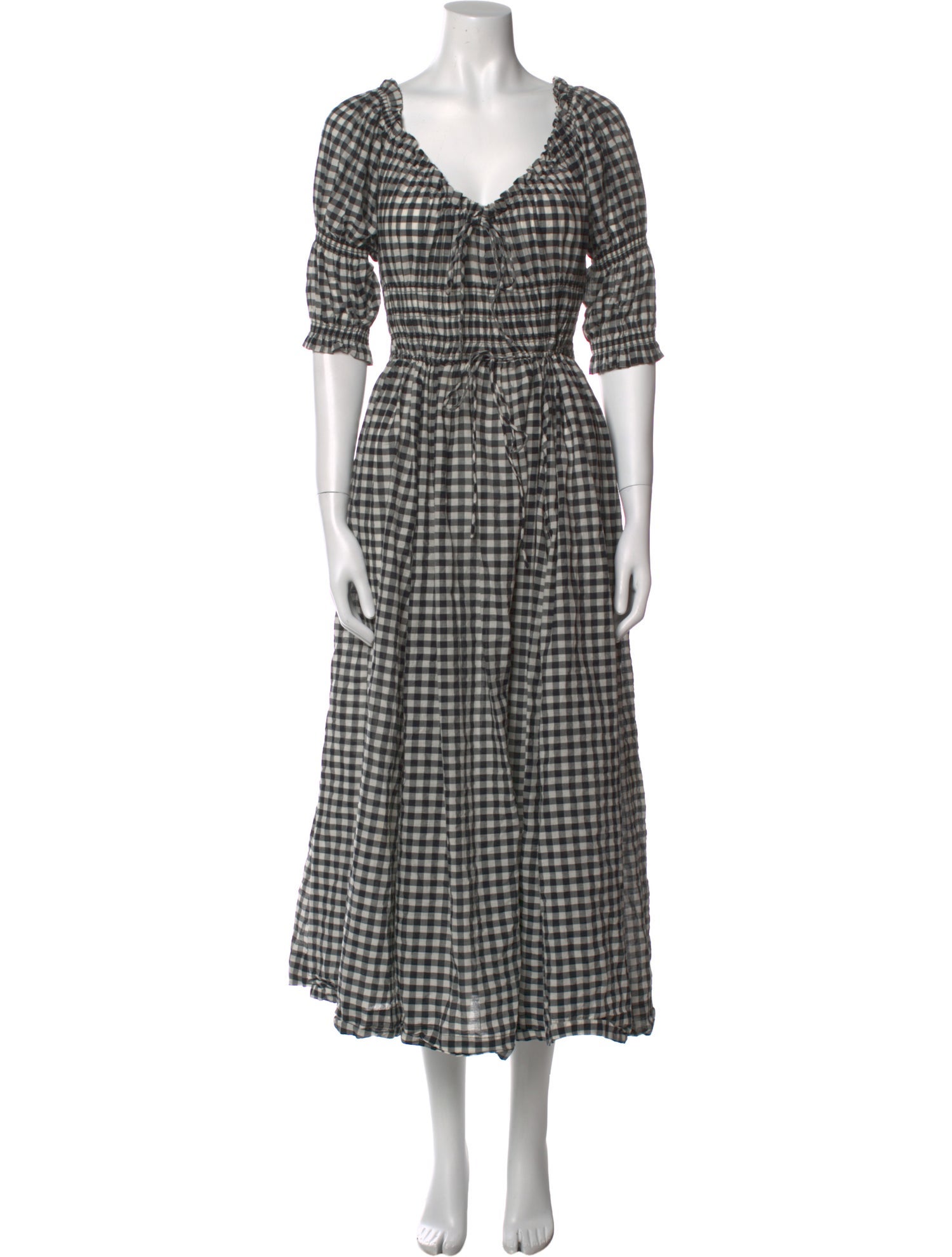 DÔEN Plaid Print Midi Length Dress