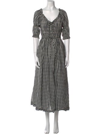 DÔEN Plaid Print Midi Length Dress