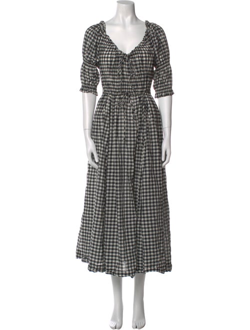 DÔEN Plaid Print Midi Length Dress