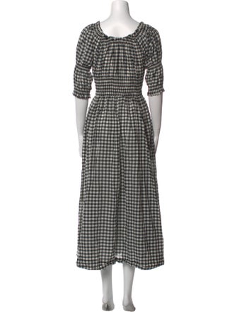 DÔEN Plaid Print Midi Length Dress