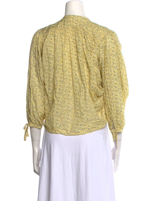 DÔEN Floral Print Mock Neck Crop Top