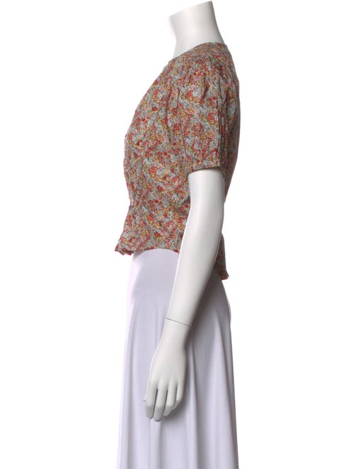 DÔEN Floral Print Crew Neck Crop Top