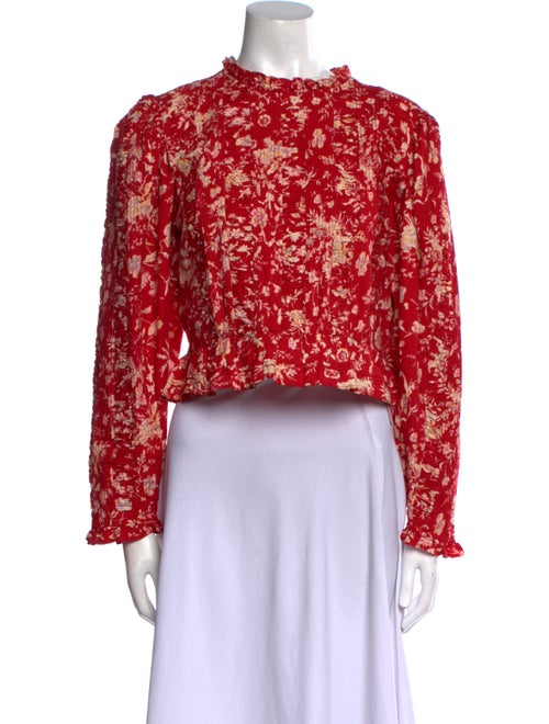 DÔEN Floral Print Mock Neck Crop Top