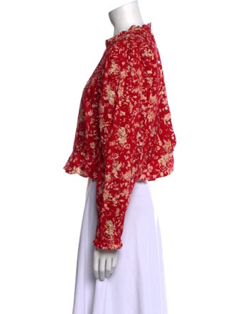 DÔEN Floral Print Mock Neck Crop Top