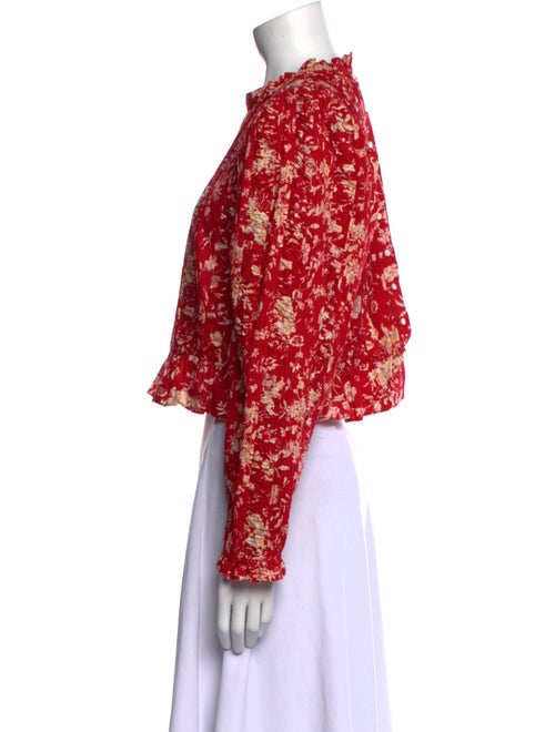 DÔEN Floral Print Mock Neck Crop Top