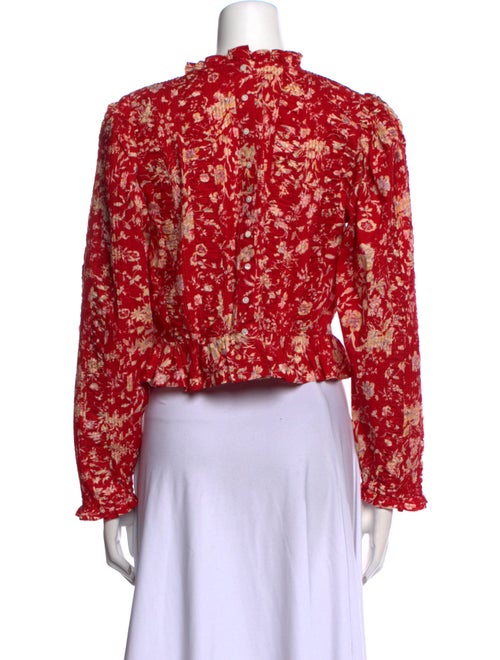 DÔEN Floral Print Mock Neck Crop Top