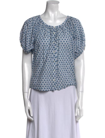 DÔEN Printed Scoop Neck Polo