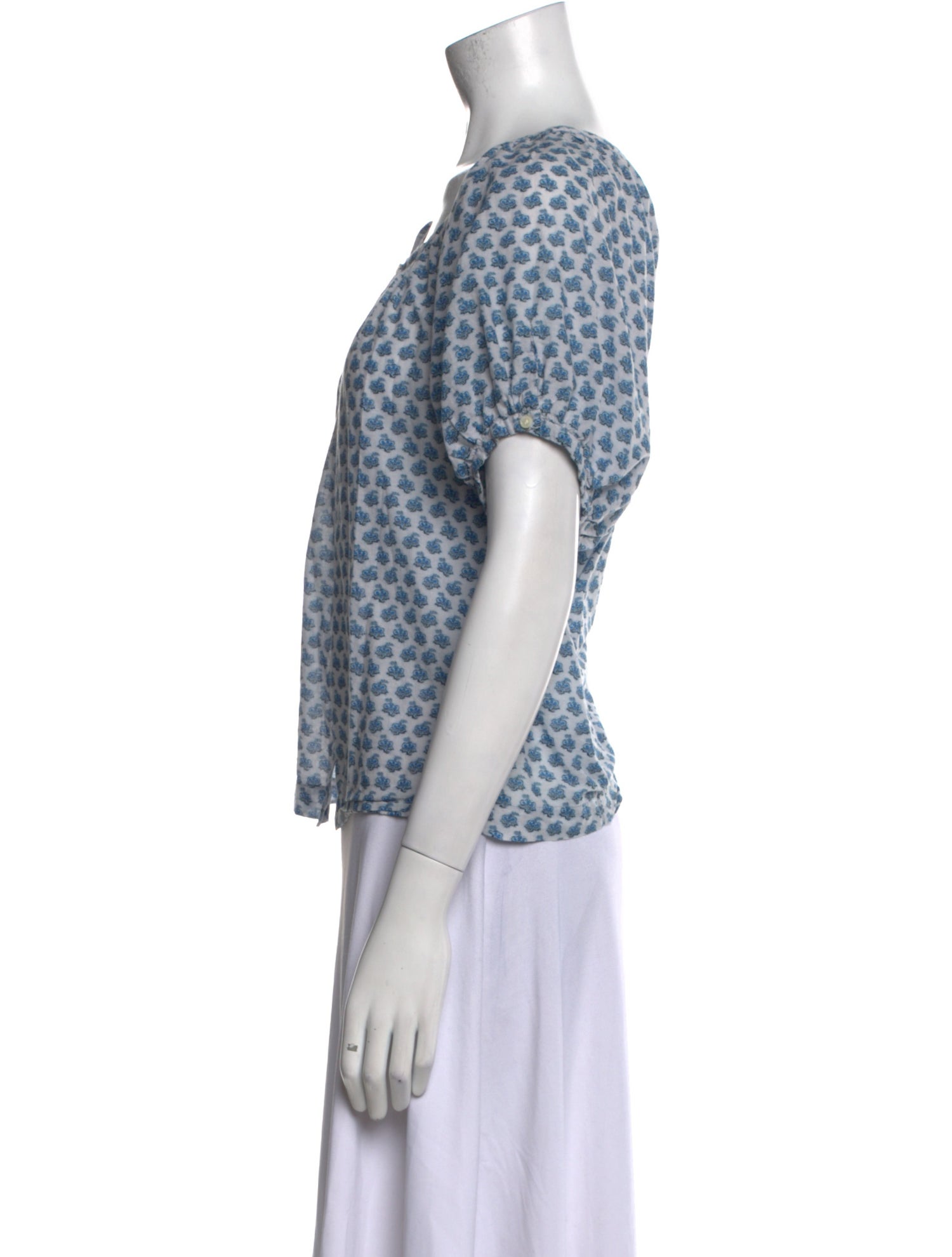 DÔEN Printed Scoop Neck Polo