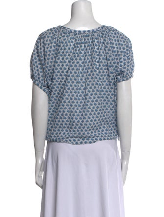 DÔEN Printed Scoop Neck Polo