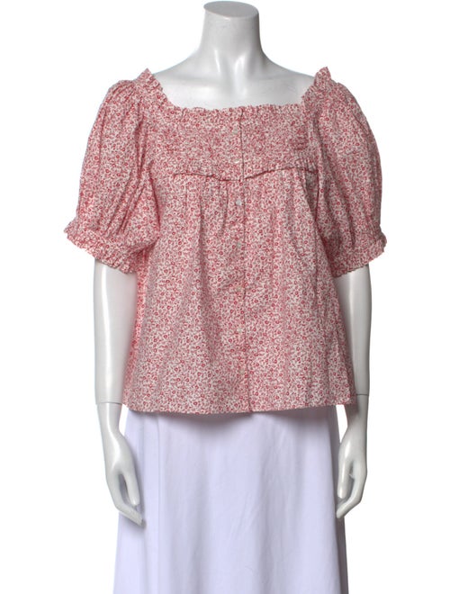 DÔEN Printed Square Neckline Crop Top