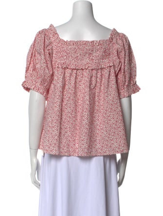 DÔEN Printed Square Neckline Crop Top