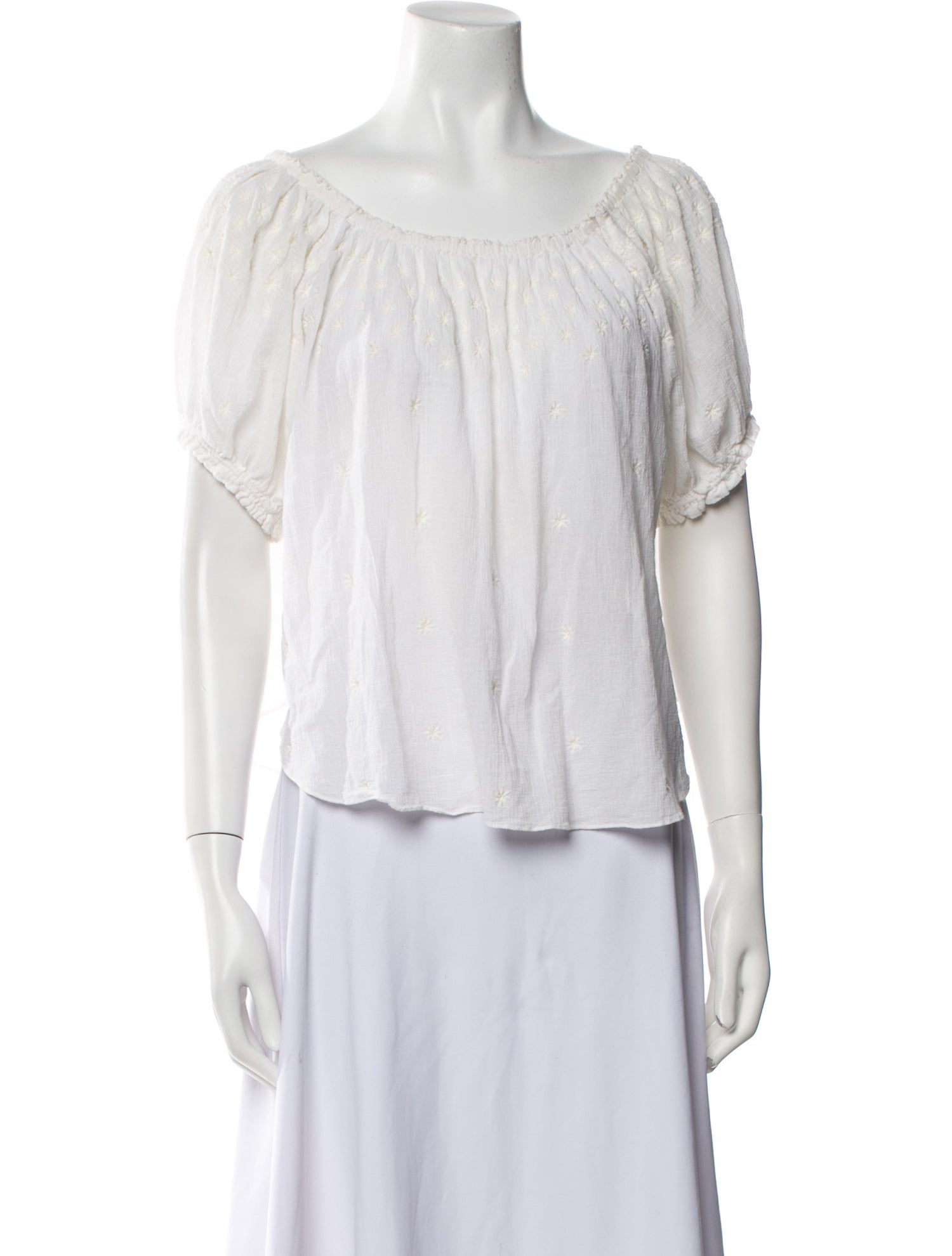 DÔEN Scoop Neck Short Sleeve Blouse