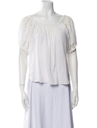 DÔEN Scoop Neck Short Sleeve Blouse