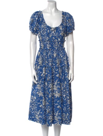DÔEN Floral Print Midi Length Dress
