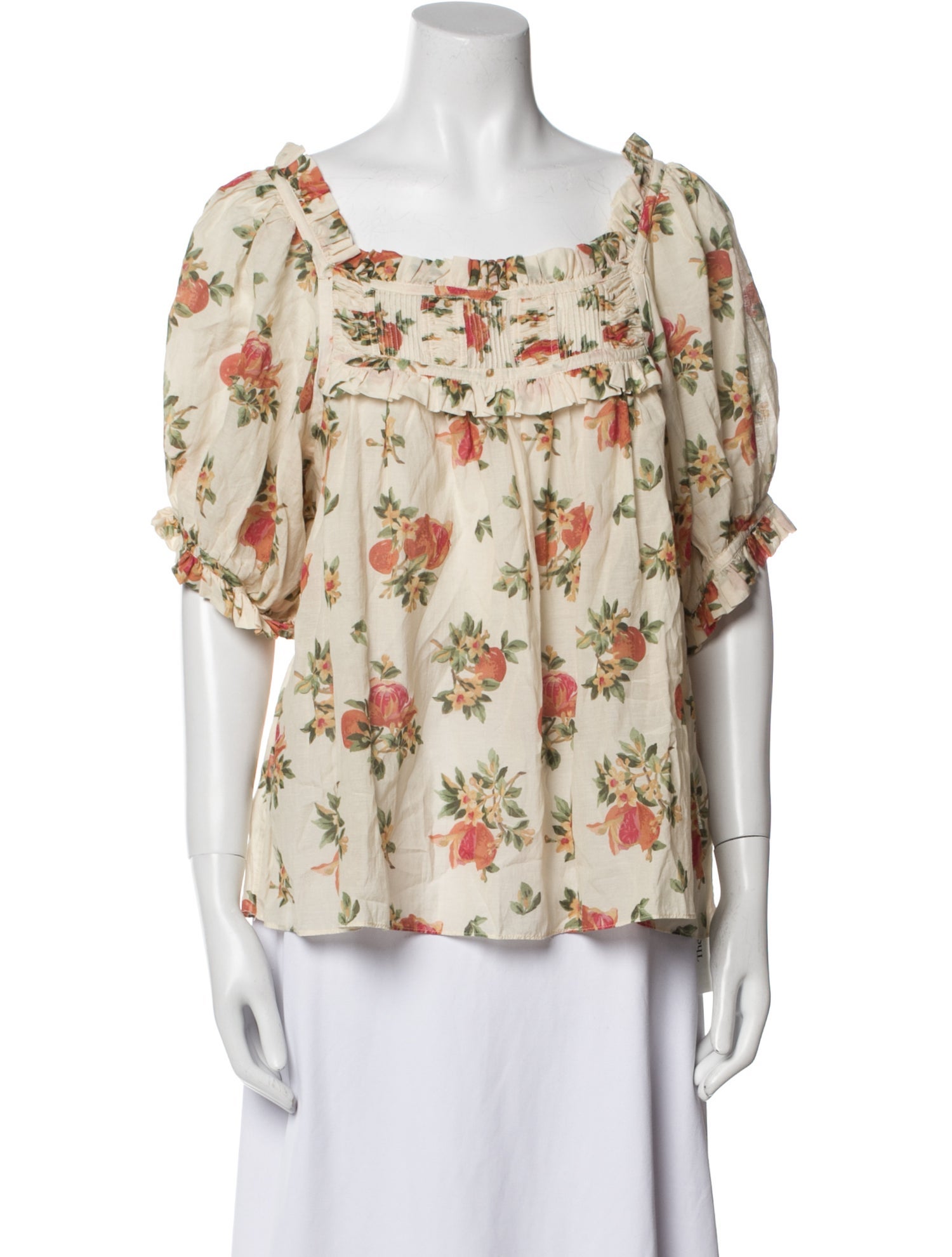 DÔEN Floral Print Square Neckline Blouse