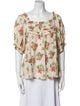 DÔEN Floral Print Square Neckline Blouse