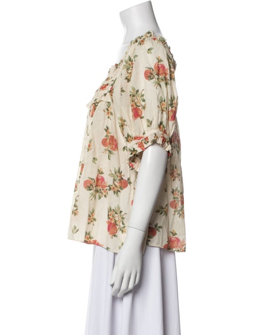 DÔEN Floral Print Square Neckline Blouse