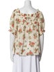 DÔEN Floral Print Square Neckline Blouse