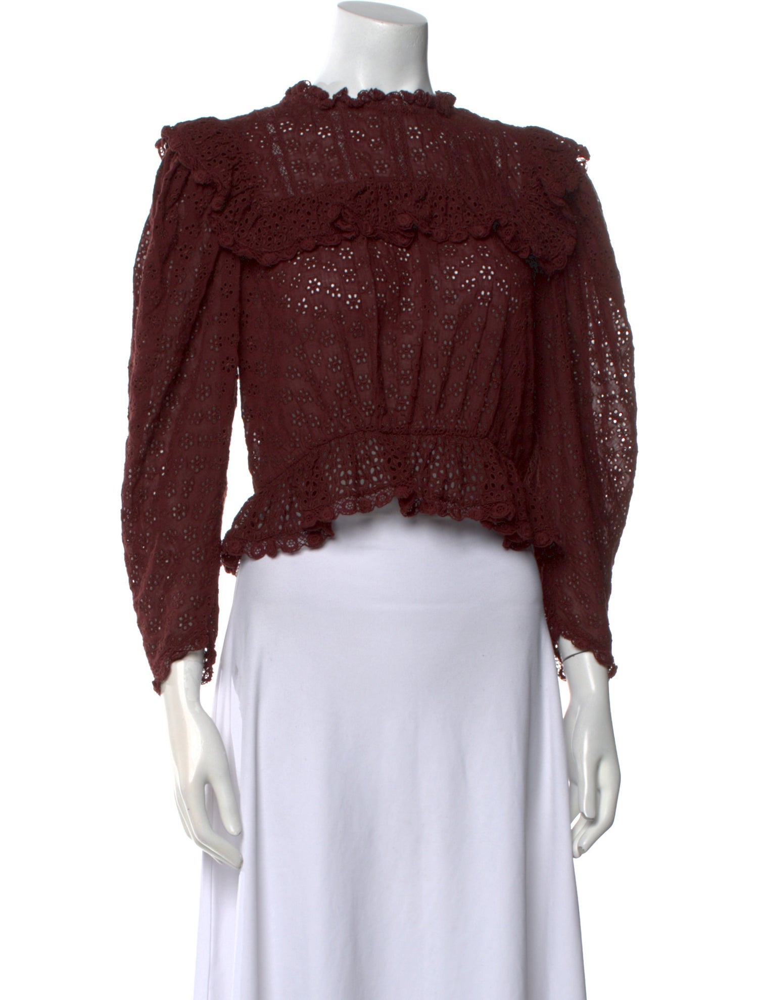 DÔEN Mock Neck Three-Quarter Sleeve Crop Top